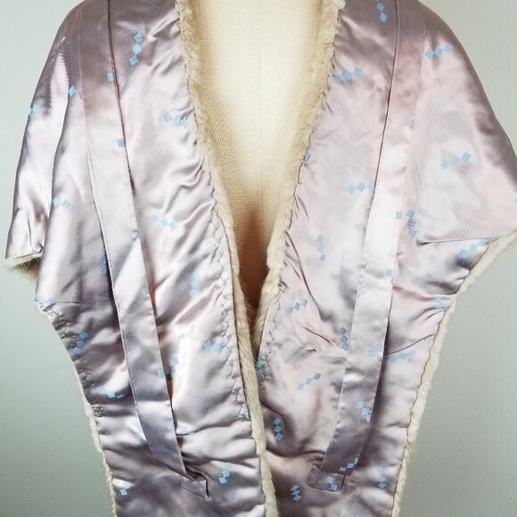 Vintage Silver Taupe Mink Stole Fur w/ Cross Feature * Bridal Mink Cape Capelet - Picture 12 of 12